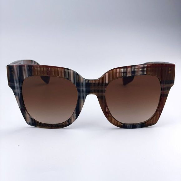 NEW  Burberry BE4364 KITTY 396713 Check Brown Gradient  Square Unisex Sunglasses - Picture 1 of 10
